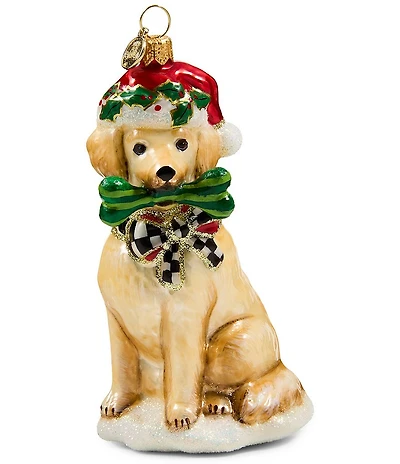 MacKenzie-Childs Golden Retriever Dog Glass Ornament