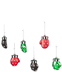 MacKenzie-Childs Holiday Collection Holiday Mitten Glass Ornaments, Set of 6