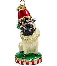 MacKenzie-Childs Holiday Collection Holiday Pug Dog Glass Ornament