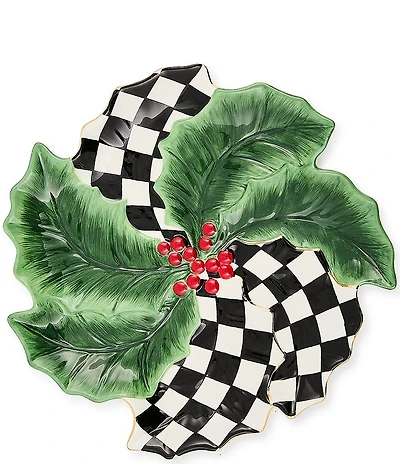 MacKenzie-Childs Holly Leaf Ceramic Serving Platter