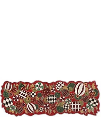 MacKenzie-Childs Holiday Collection Jolly Beaded Check Ornaments Table Runner