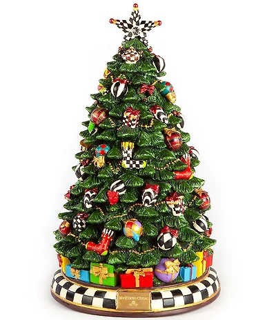 MacKenzie-Childs Holiday Collection LED Lighted Christmas Carol Tree Decor
