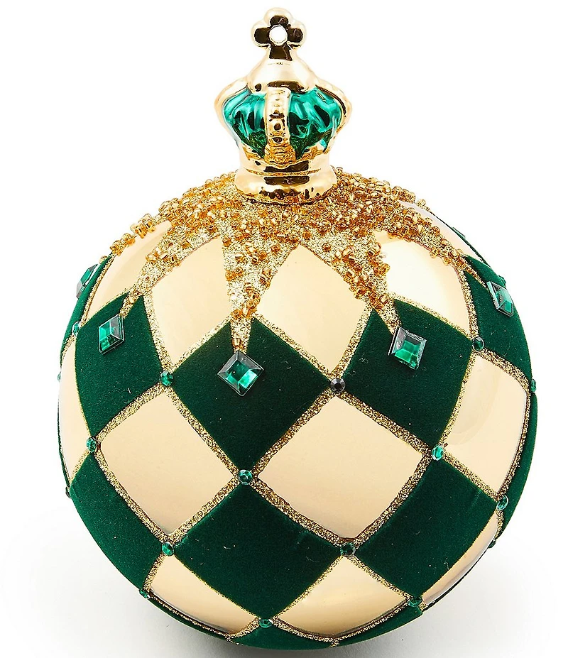 MacKenzie-Childs Holiday Collection Luxe Crown Jumbo Glass Ball Ornament