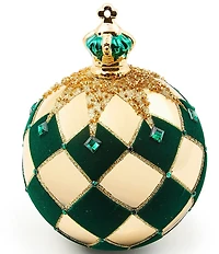 MacKenzie-Childs Holiday Collection Luxe Crown Jumbo Glass Ball Ornament