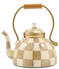 MacKenzie-Childs Holiday Collection Mocha Check Tea Kettle Glass Ornament