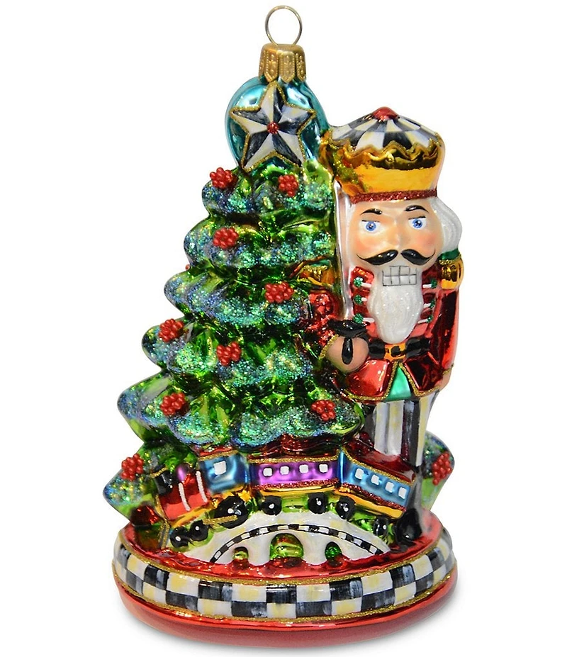 MacKenzie-Childs Nutcracker by Tree Glass Ornament