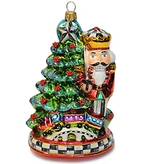 MacKenzie-Childs Nutcracker by Tree Glass Ornament