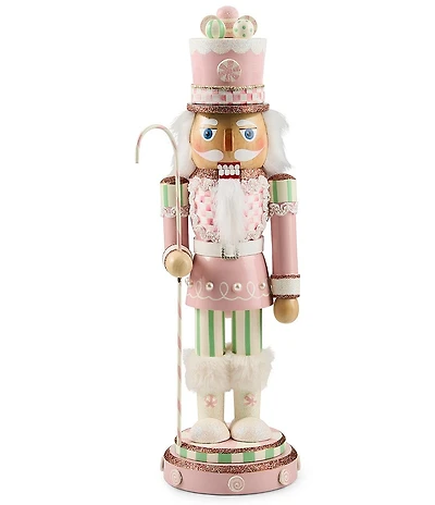 MacKenzie-Childs Holiday Collection Rosy Peppermint Wood Nutcracker