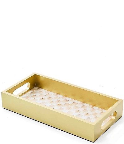 MacKenzie-Childs Mocha Check Glass Vanity Tray