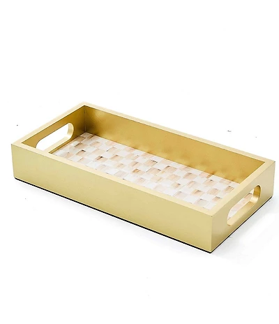 MacKenzie-Childs Mocha Check Glass Vanity Tray