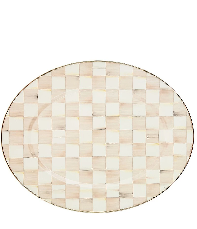 MacKenzie-Childs Mocha Check Large Oval Platter