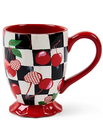 MacKenzie-Childs Mon Cheri Cherry Check Scalloped Mug