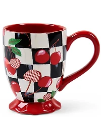MacKenzie-Childs Mon Cheri Cherry Check Scalloped Mug