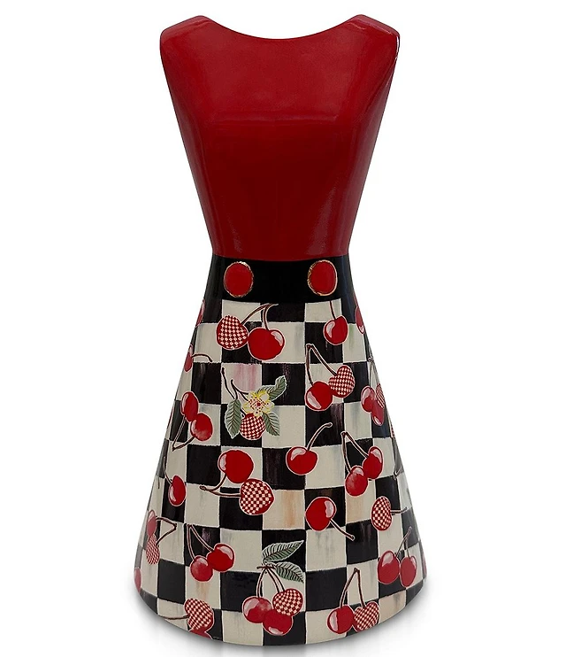 MacKenzie-Childs Mon Cheri Cherry Check Tall Dress Vase