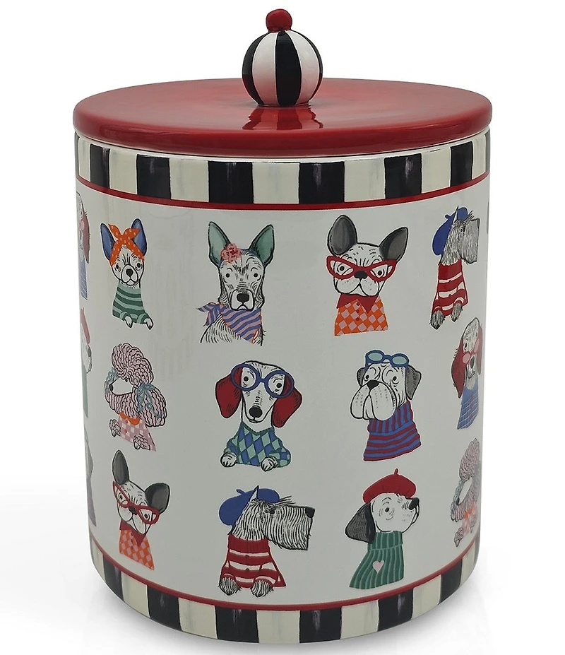 MacKenzie-Childs Pet Collection Courtly Check® Ceramic Pet Treat Jar With Lid