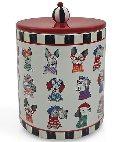 MacKenzie-Childs Pet Collection Courtly Check® Ceramic Pet Treat Jar With Lid