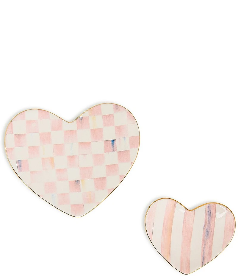MacKenzie-Childs Rosy Heart Trinket Dishes, Set of 2