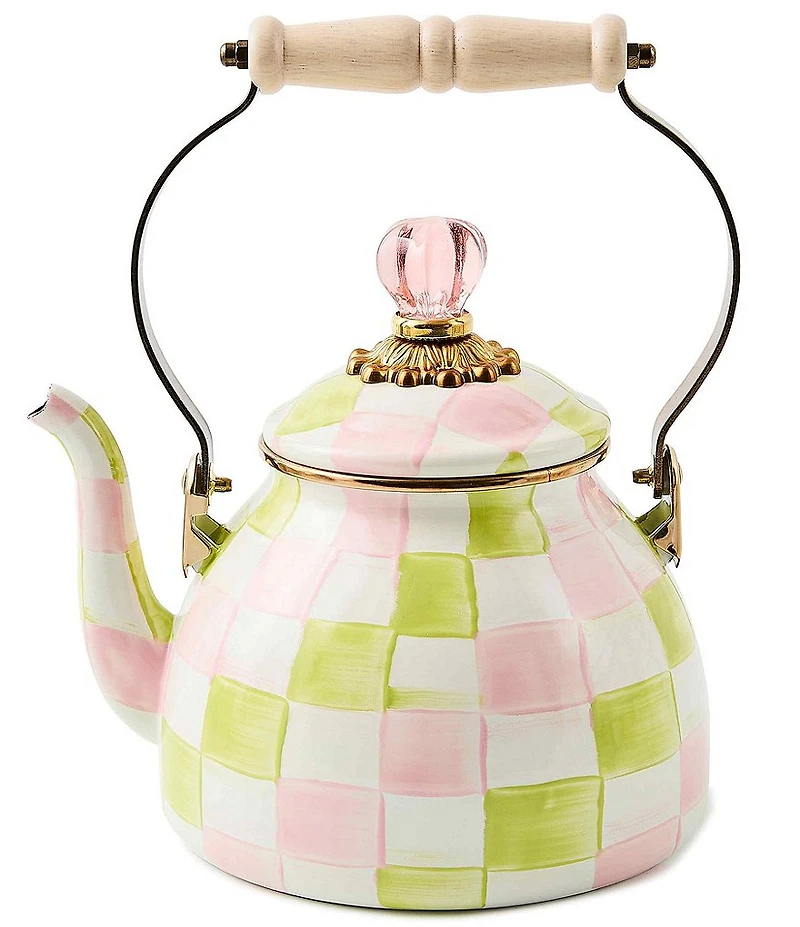 MacKenzie-Childs Royal Palm Beach Check Enamel Tea Kettle, 2-Qt.