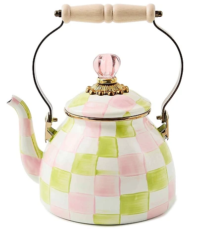 MacKenzie-Childs Royal Palm Beach Check Enamel Tea Kettle, 2-Qt.