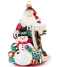 MacKenzie-Childs Santa and Snowman Glass Ornament