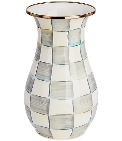 MacKenzie-Childs Sterling Check® Tall Enamel Vase