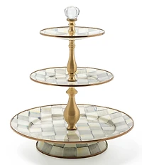 MacKenzie-Childs Sterling Check Three Tier Sweet Stand
