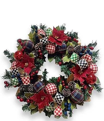 MacKenzie-Childs Timeless Tartan Collection 26#double; Holiday Wreath