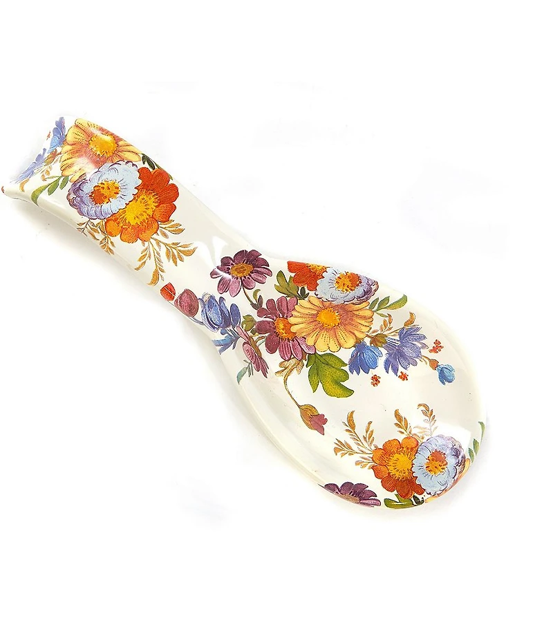 MacKenzie-Childs White Flower Market Enamel Spoon Rest