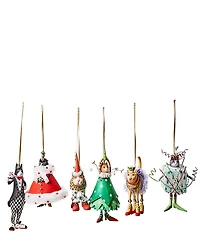 MacKenzie-Childs x Patience Brewster Holiday Collection Mini Cat Ornaments, Set of 6