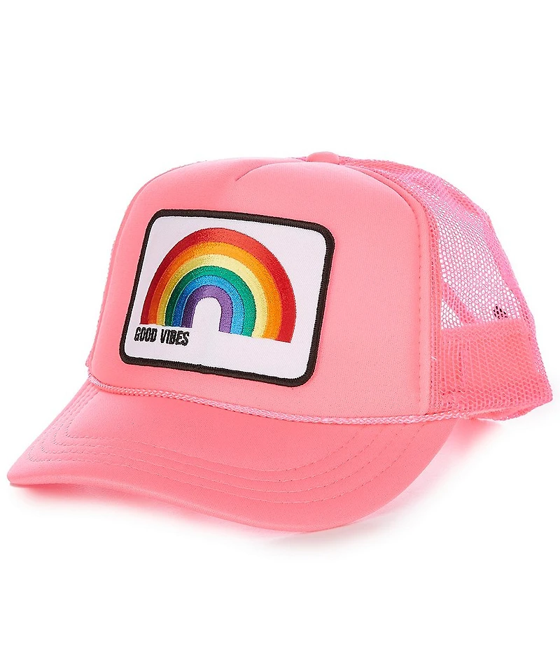 Madley Girls Good Vibes Rainbow Trucker Hat