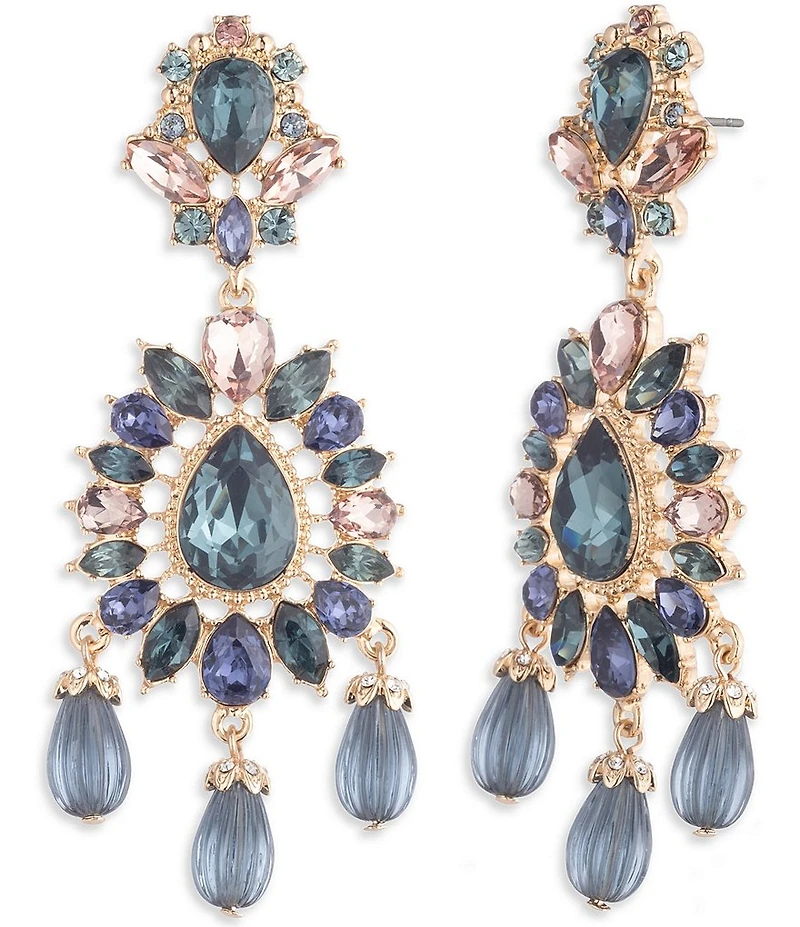 Marchesa Gold Tone Blue Bead Chandelier Earrings