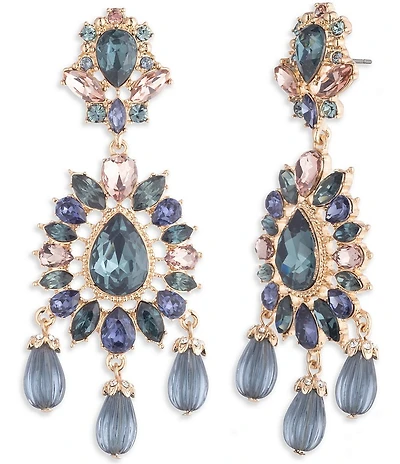 Marchesa Gold Tone Blue Bead Chandelier Earrings