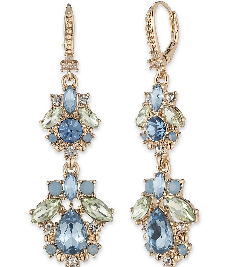 Marchesa Gold Tone Blue Multi Double Linear Earrings