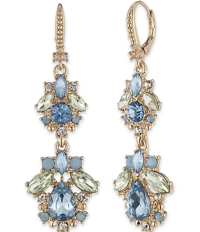 Marchesa Gold Tone Blue Multi Double Linear Earrings