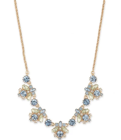 Marchesa Gold Tone Blue Multi Frontal Collar Necklace