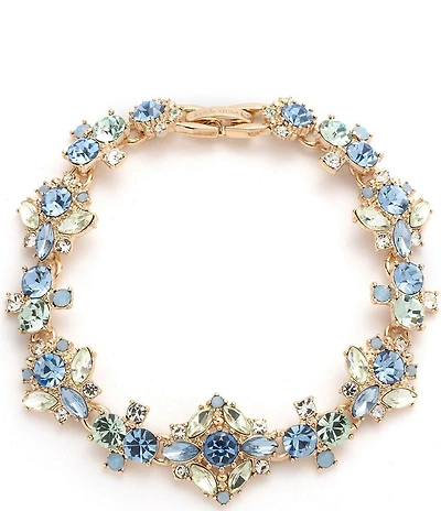 Marchesa Gold Tone Blue Multi Stone Flex Line Bracelet