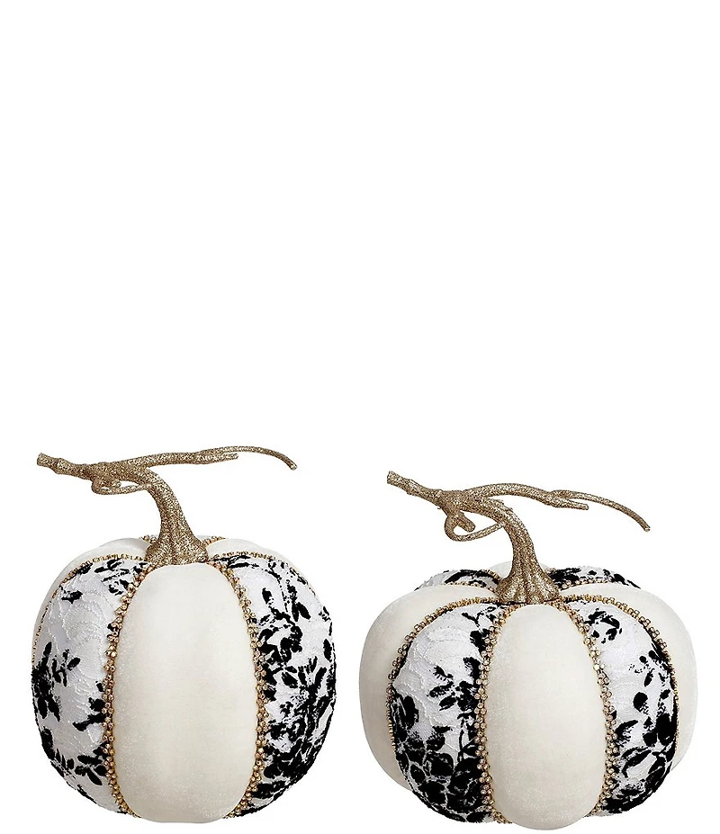 Mark Roberts Black and White Pumpkin Figurine , Set of 2
