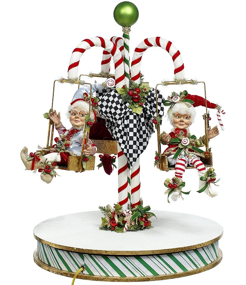 Mark Roberts Candy Cane Carousel With Elf