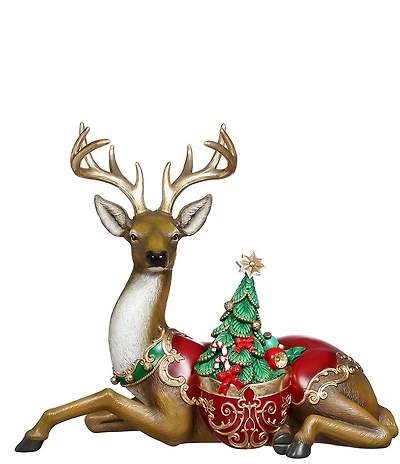 Mark Roberts Deer With Holiday Tree Figurine