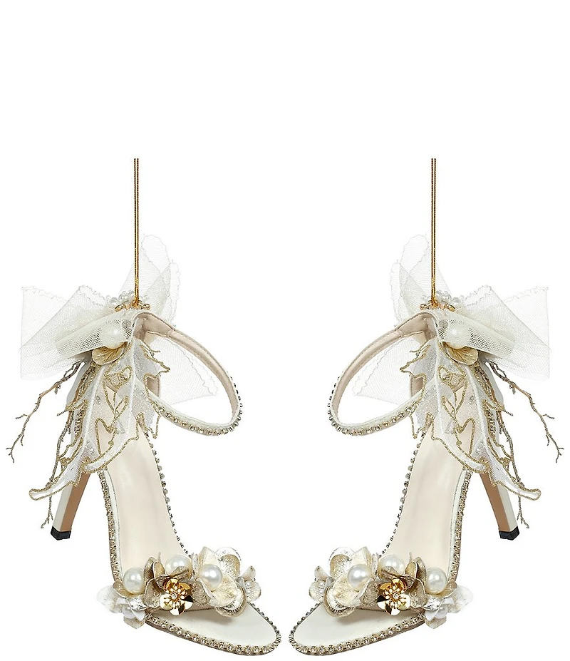 Mark Roberts Diamond Strap Ivory Shoe Ornaments, Set of 2