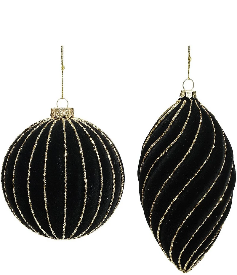 Mark Roberts Flocked Stripe Ornament, Set of 12