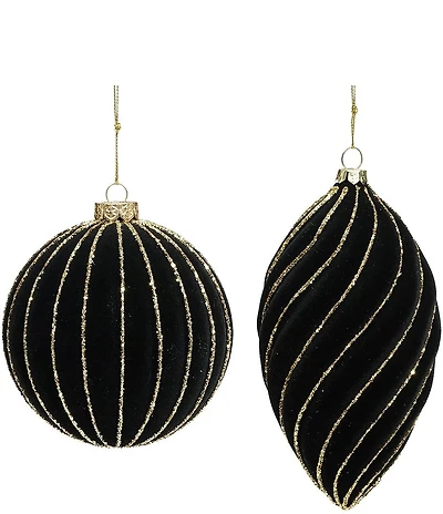 Mark Roberts Flocked Stripe Ornament, Set of 12
