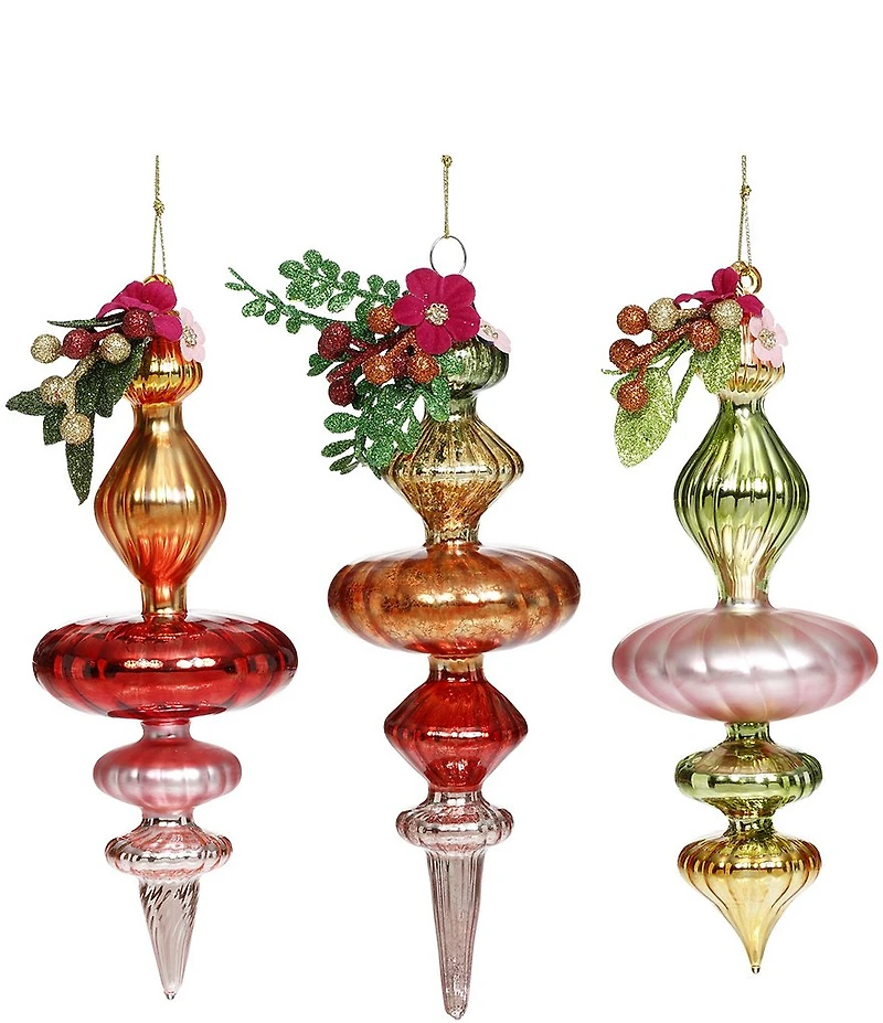 Mark Roberts Floral Finial Ornament, Set of 6
