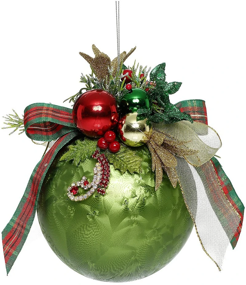 Mark Roberts Floral Jeweled Frosted Ball Ornament