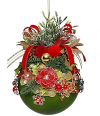 Mark Roberts Floral Jeweled Ball Ornament, Green