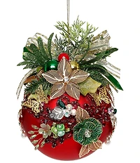 Mark Roberts Floral Jeweled Ball Ornament, Red
