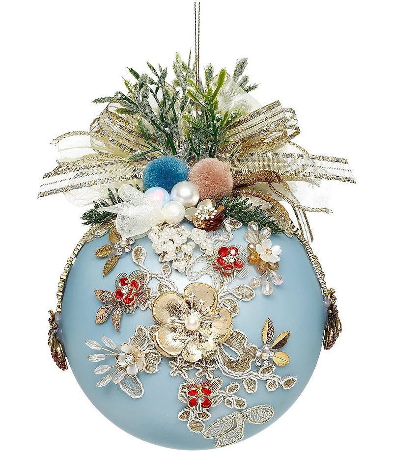 Mark Roberts Floral Jeweled Ornament, Blue