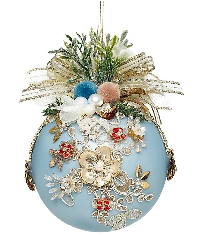 Mark Roberts Floral Jeweled Ornament, Blue