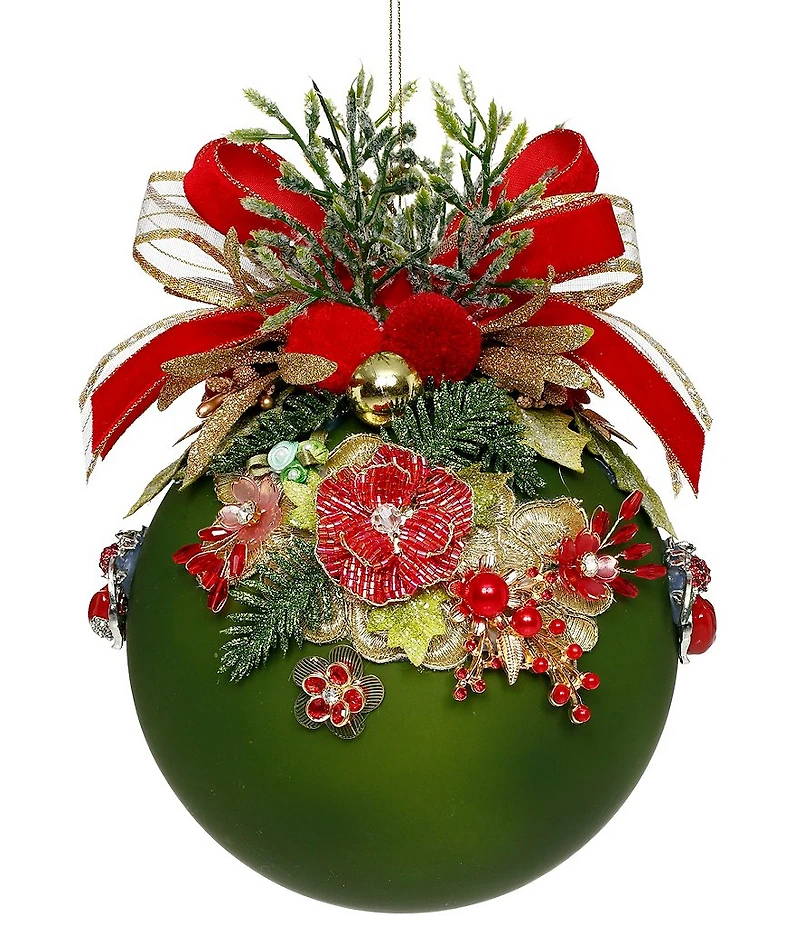 Mark Roberts Floral Jeweled Ornament, Green