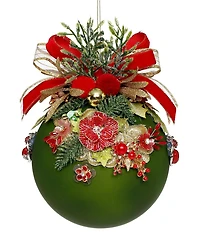 Mark Roberts Floral Jeweled Ornament, Green
